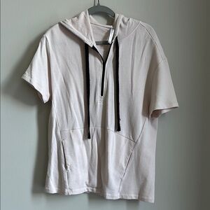 Casual Creamy Pink Short Sleeve Hoodie